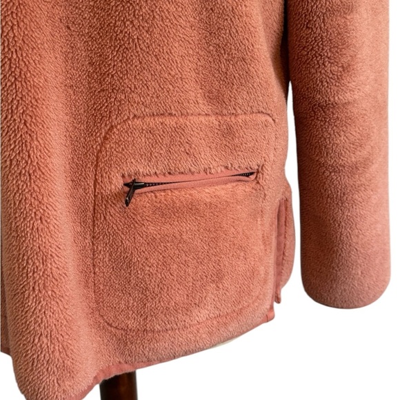 Madewell Dusty Pink Sherpa Pullover Quarter Zip Pullover Zip Pockets Size Small - Picture 15 of 15